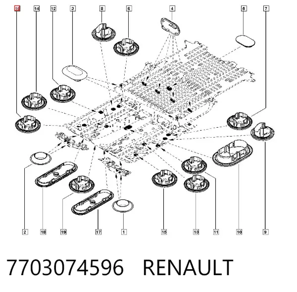 Заглушка днища кузова 7703074596 Renault (RVI)