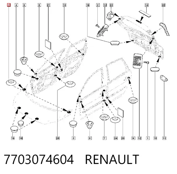 Заглушка днища кузова 7703074604 Renault (RVI)