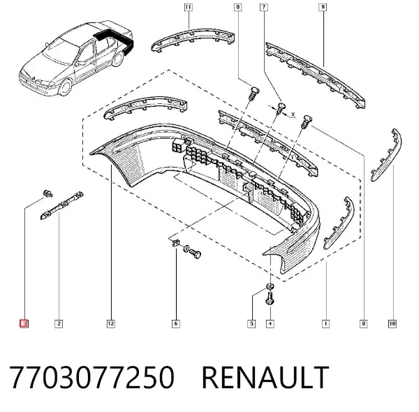 Пістон (кліп) кріплення обшивки кришки багажника 7703077250 Renault (RVI)