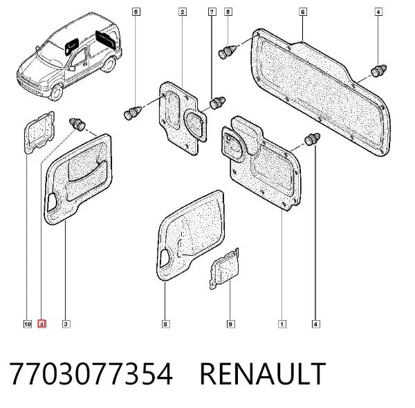 Пістон (кліп) кріплення обшивки дверей 7703077354 Renault (RVI)