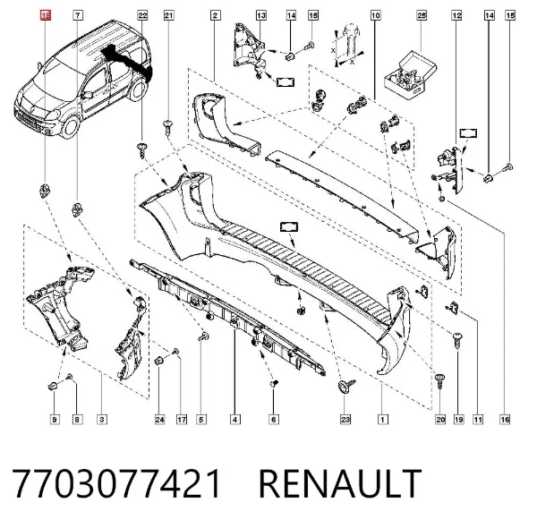 Кліпса (пістон) кріплення молдинга двері 7703077421 Renault (RVI)