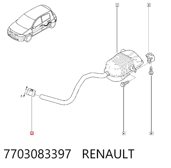 Кронштейн/хомут глушника, передній 7703083397 Renault (RVI)