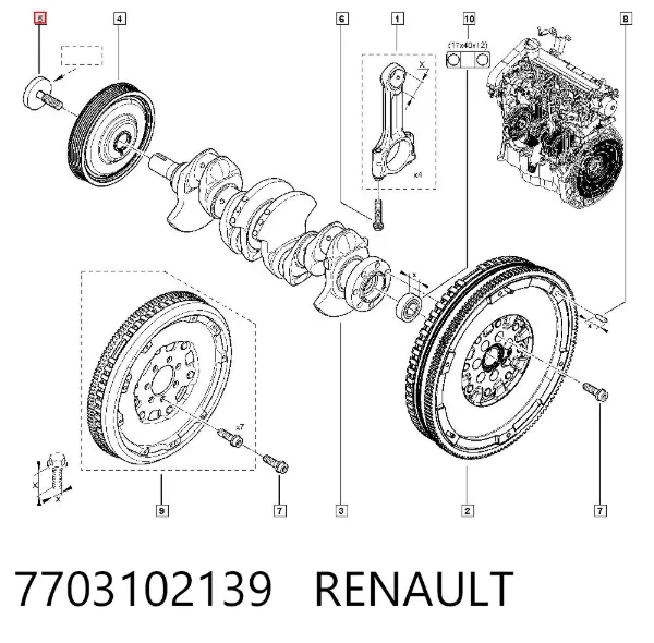Болт колінвалу 7703102139 Renault (RVI)