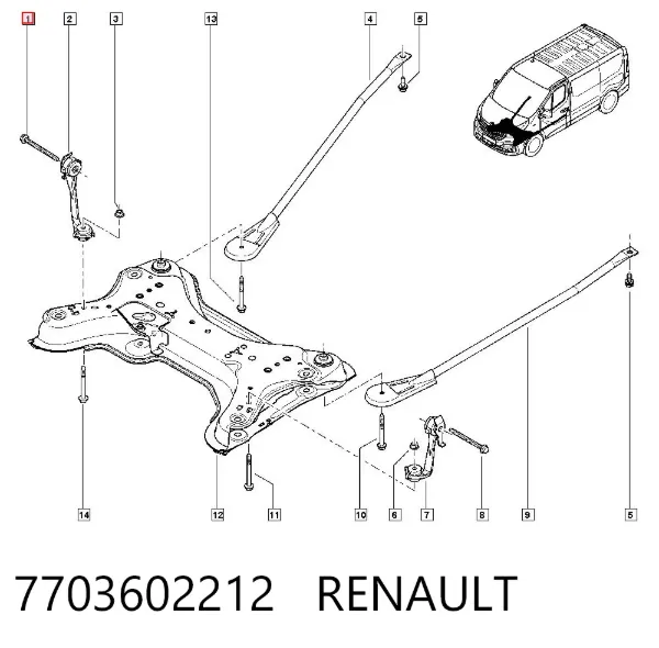 Болт кріплення передньої балки (підрамника) 7703602212 Renault (RVI)