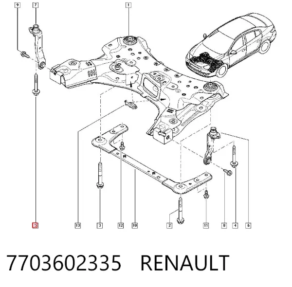 Болт кріплення передньої балки (підрамника) 7703602335 Renault (RVI)
