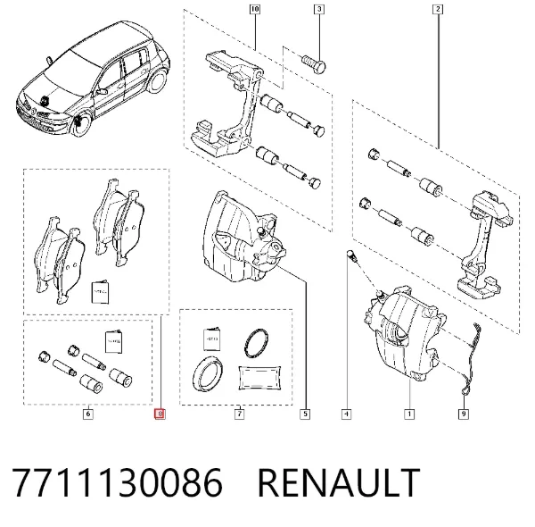 Передні тормозні колодки 7711130086 Renault (RVI)