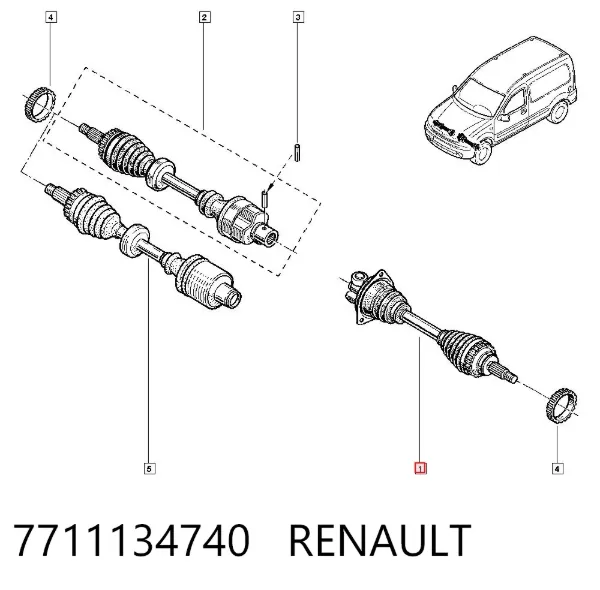 Ліва піввісь 7711134740 Renault (RVI)