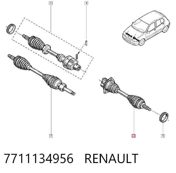 Ліва піввісь 7711134956 Renault (RVI)