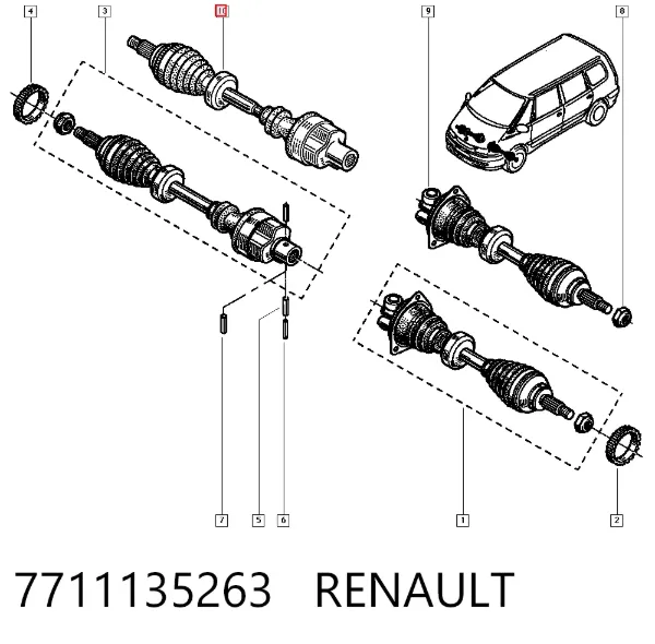 ШРУС зовнішній передній 7711135263 Renault (RVI)