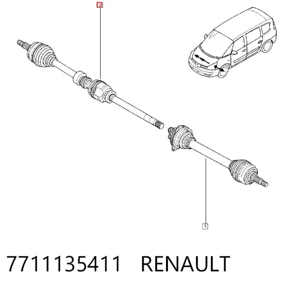 Піввісь права 7711135411 Renault (RVI)