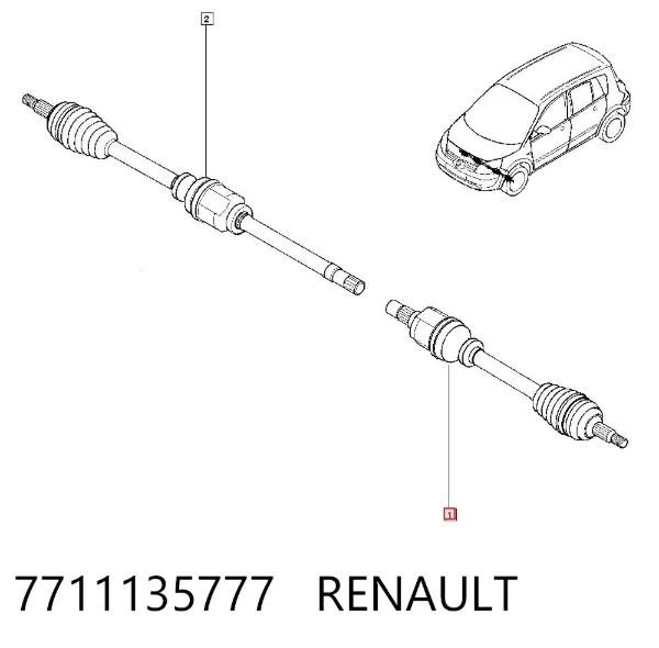 Ліва піввісь 7711135777 Renault (RVI)