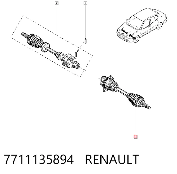 Ліва піввісь 7711135894 Renault (RVI)