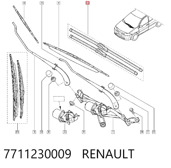 Щітки склоочисника 7711230009 Renault (RVI)