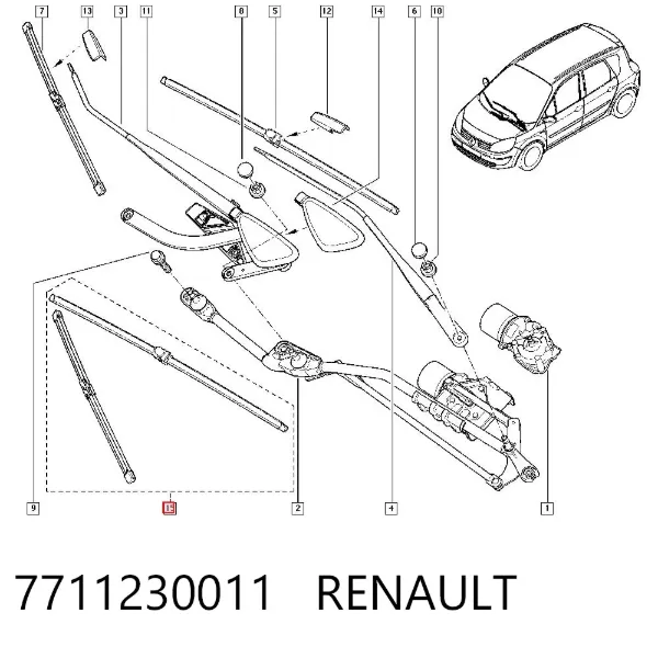 Щітки склоочисника 7711230011 Renault (RVI)