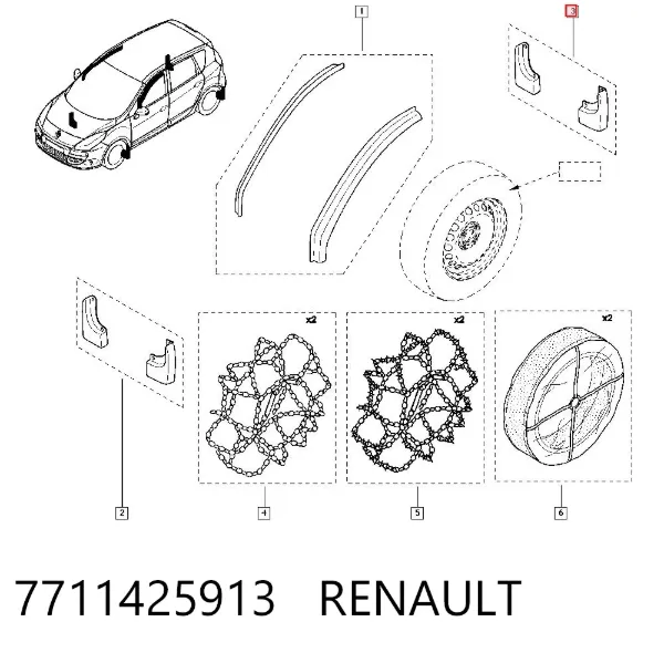 Бризковики задні 7711425913 Renault (RVI)