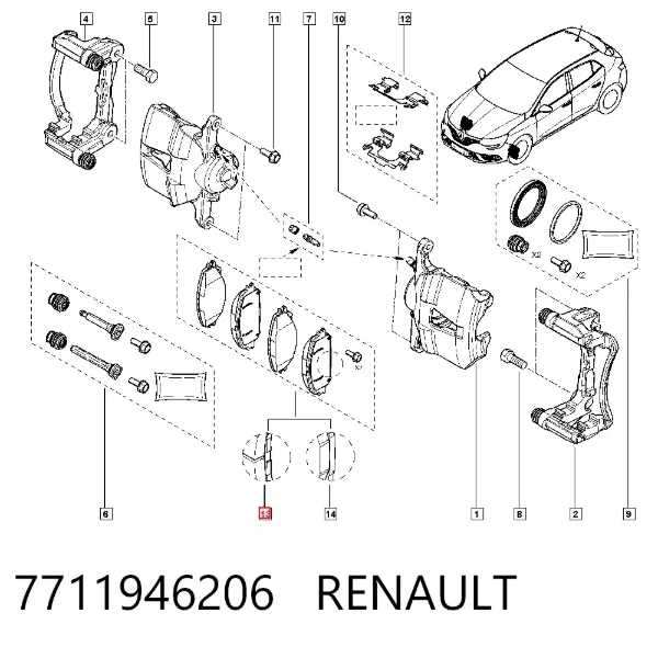 Передні тормозні колодки 7711946206 Renault (RVI)