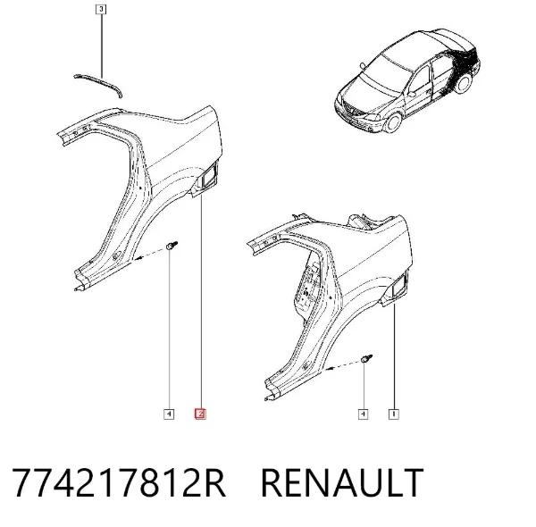 Крило заднє ліве 774217812R Renault (RVI)