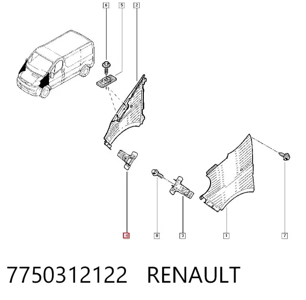 Кронштейн кріплення крила переднього, передній 7750312122 Renault (RVI)