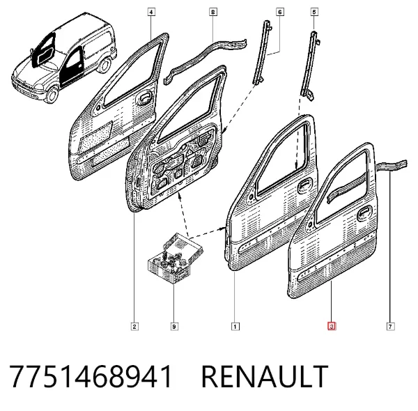Двері передні ліві 7751468941 Renault (RVI)