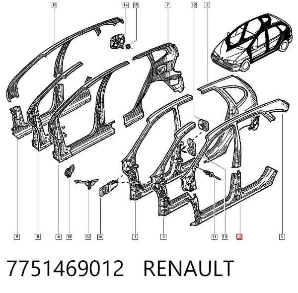 Поріг зовнішній лівий 7751469012 Renault (RVI)