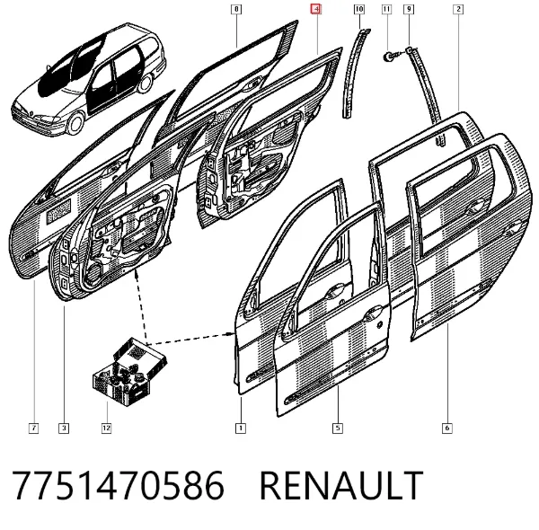 Двері задні, праві Renault Megane I