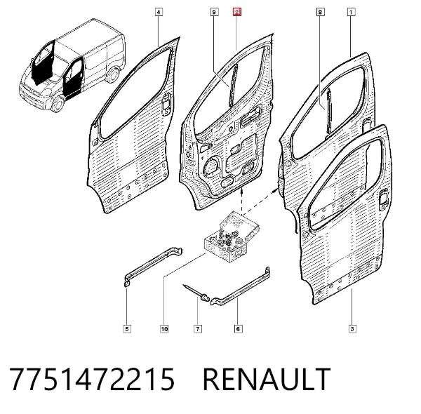 Двері праві передні 7751472215 Renault (RVI)