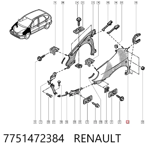 Крило переднє ліве 7751472384 Renault (RVI)