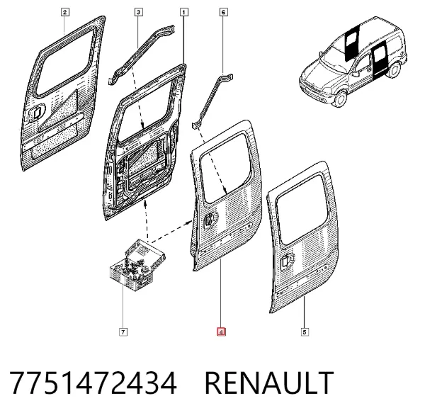 Двері бічні (зсувні), ліва 7751472434 Renault (RVI)