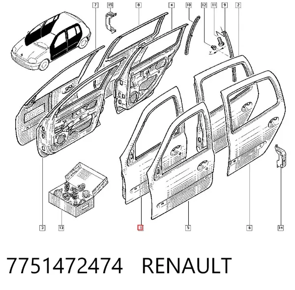 Двері передні ліві 7751472474 Renault (RVI)