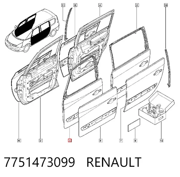 Двері передні ліві 7751473099 Renault (RVI)