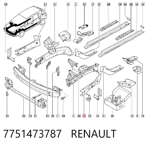 Підсилювач переднього лонжерону 7751473787 Renault (RVI)