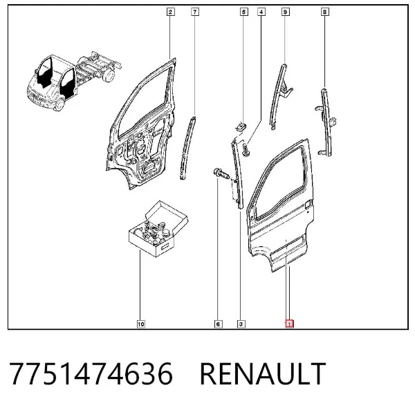 Двері передні ліві 7751474636 Renault (RVI)