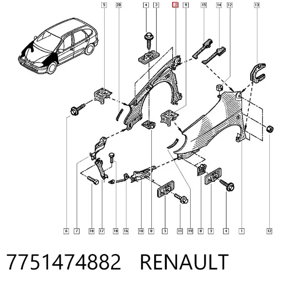 Крила 7751474882 Renault (RVI)