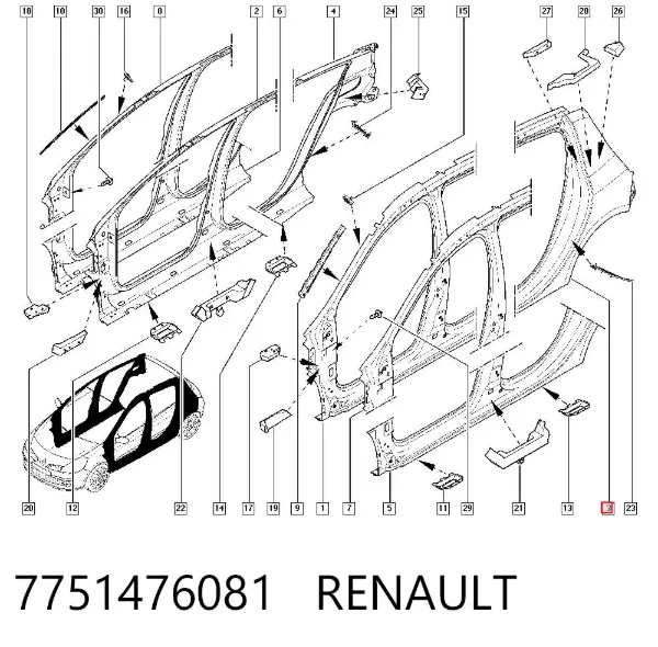 Крило заднє ліве 7751476081 Renault (RVI)