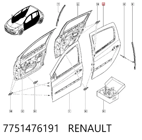 Двері задні, ліві 7751476191 Renault (RVI)