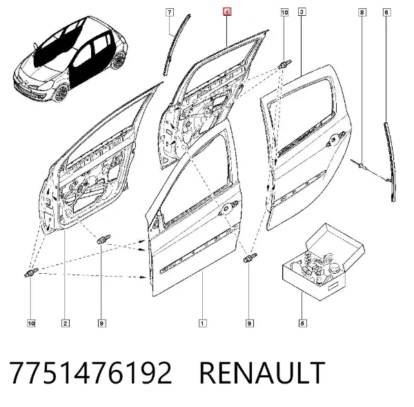 Двері задні, праві 7751476192 Renault (RVI)