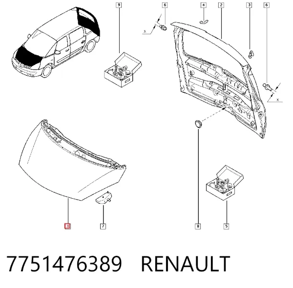 Капот 7751476389 Renault (RVI)