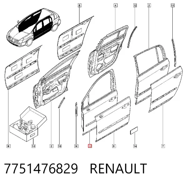 Двері передні ліві Renault Vel Satis BJ0