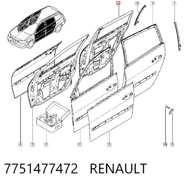 Двері задні, праві 7751477472 Renault (RVI)