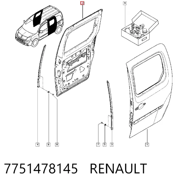 Двері бічні (зсувні), права 7751478145 Renault (RVI)