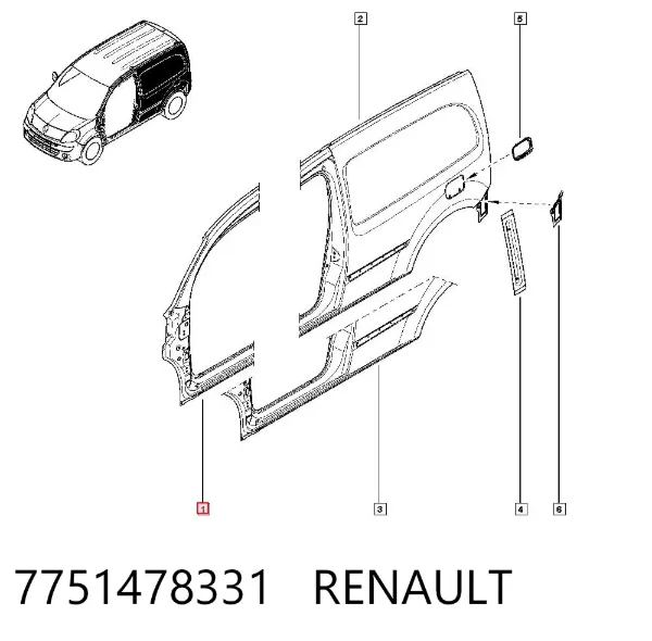 Стійка кузова передня, ліва 7751478331 Renault (RVI)