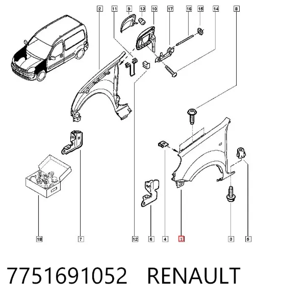 Крило переднє ліве 7751691052 Renault (RVI)