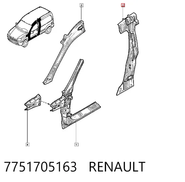 Стійка центральна, ліва 7751705163 Renault (RVI)