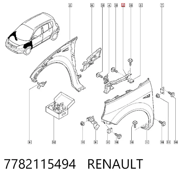 Підсилювач переднього лівого крила 7782115494 Renault (RVI)