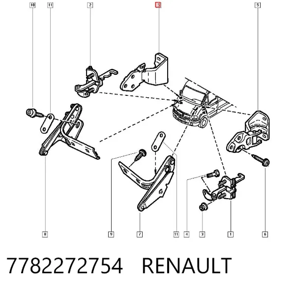 Петля передніх дверей 7782272754 Renault (RVI)