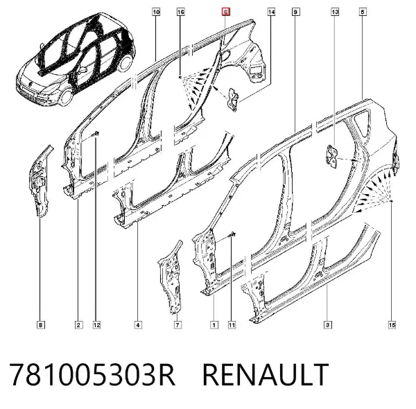 Крило заднє праве 781005303R Renault (RVI)