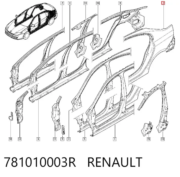 Крило заднє ліве 781010003R Renault (RVI)