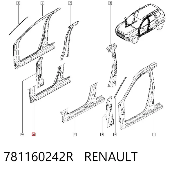 Поріг зовнішній правий 781160242R Renault (RVI)