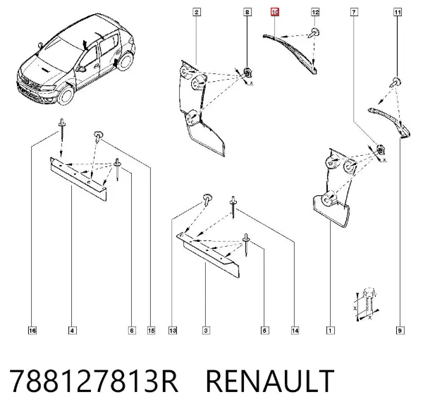 Бризковики задній, правий 788127813R Renault (RVI)