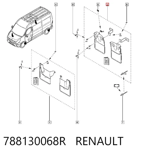 Бризковики задні 788130068R Renault (RVI)